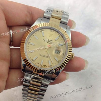 Rolex Datejust II 2-Tone Gold Face Watch 41mm Rolex President Replica